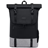 LOVEVOOK Rucksack Damen Herren groß Wasserdichter Laptop Rucksack 17,3 Zoll Rolltop Rucksäcke Schulrucksack für Uni Arbeit Reisen, Schwarz Grau