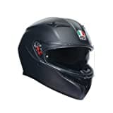 AGV - K3 E2206 MPLK Motorradhelm, Herren Integralhelm, ECE Vollvisierhelm mit Schweißabsorption, Spoiler, Lüftungsschlitzen und Kratzfestem UV-Visier, mit Intercom Ready, Schwarz