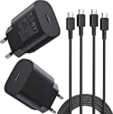 2er-Pack 25W Ladegerät USB C, Schnellladegerät PD 3.0 Ladestecker mit Schnellladekabel 1.8m Netzteil für Samsung Galaxy S24/S23/S22/S21 Ultra/S21+/S20/Note20/S10/S9, iPhone 16 Pro Max Handy Ladegeräte