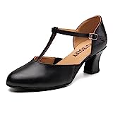 RUYBOZRY Tanzschuhe Damen Standard und Latein Geschlossen Bachata Tango Tanzschuhe Salsa Ballsaal Tanz Sandalen,YCD29-Schwarz-6-Suede Sole,EU 41