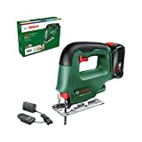 Bosch Akku Stichsäge EasySaw 18V-70 (2,0 Ah Akku, 18 Volt System, mit 1 Stichsägeblatt, Ladegerät AL 18V-20, im Karton)