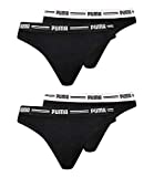 PUMA 4er Pack Damen Unterwäsche Slip Every Day Strings, Farbe:Schwarz, Wäschegröße:M, Artikel:-200 Black