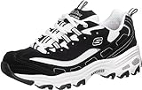 Skechers Damen D'lites Biggest Fan Sneaker, Black Trubuck White Mesh Silver Trim, 40 EU