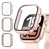 Kamita [3Stück] Hülle Kompatibel mit Apple Watch 10 46mm Schutzhülle mit Displayschutzfolie aus 9H Gehärtetem Glas, Hart PC Bumper Case Rundumschutz Gehäuse für iWatch10 (Klar+Sternenlicht+Roségold)