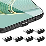 cobee USB C Staubstecker Set, 6 Stück Typ C Port Stecker, Anti Staub Abdeckkappen, Ladeanschluss Abdeckung USB C Port Kappen Schutz Typ C Metall Staubschutz Stopper für Smartphone Laptop (schwarz)