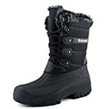 Knixmax Damen Schneestiefel Winterstiefel Warme Gefüttert Hoch Winterschuhe rutschfest Wasserdicht Gummilaufsohle Schwarz Gr.39 EU