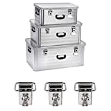 Enders Alubox 47 L + 80 L + 130 L mit 3x Schloss Set - Aluminium Box 1 mm Wandstärke, spritzwasserdicht, stapelbar - Alu Box, Alukiste, Metallbox - verwendbar als Transportbox, Lagerbox, Werkzeugkiste