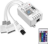 iNextStation Smart RGB LED Strip WiFi Kontroller DC12-24V mit 24 Tasten IR Fernbedienung Kompatibel mit Alexa Google Assistant IFTTT APP Steurung für 2835 5050 RGB LED Streifen(2 x 4Pin)