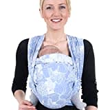 Hoppediz Tragetuch Baby Neugeboren ab Geburt, Baumwolle Leinen Mix, Florenz blau 4,60 m