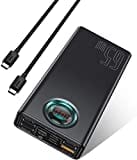 Baseus Powerbank, 65W Power Bank USB-C 26800mAh, Externer Akku PD QC4.0 Schnellladung, Externe Batterie mit Fünf Ausgängen und LED-Anzeige, für Laptop MacBook Dell HP Notebook Steam Deck iPhone Galaxy