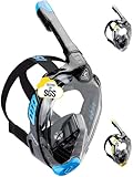 CRESSI Bali Full Face Mask Black/Blue S/M-Tauchermaske Vollmaske Ultra Klare Polycarbonat Linse, 100% Silikon, Schnorchel Float Ventil, Kamera Halterung, Schwarz/Blau, S/M, Erwachsene