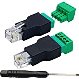 AAOTOKK RJ11 Schraubklemme RJ11 4P 4C (Männlich) Stecker auf 4Pin (Weiblich) Schraube Schraubklemmen Stecker für Telefon, CCTV-Kabelkoppler (2 Stücke)