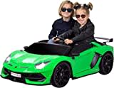 Actionbikes Motors Kinder Elektroauto Lamborghini Aventador SX2028 | 2 x 45 Watt Motor - Zweisitzer - 2,4 Ghz Fernbedienung - Geschwindigkeit bis 15 km/h - LED-Scheinwerfer - Touch-Display (Grün)