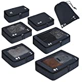 ECOHUB Koffer Organizer Packing Cubes 7-Teiliges Koffer Organizer Set Packwürfel Pet-Recycelte Packtaschen für Koffer Kofferorganizer für Rucksack schuhbeutel Kleidertaschen für Koffer(Dunkelblau)