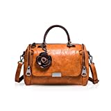 NICOLE & DORIS Damen handtaschen Frauen Retro Tasche PU Leder Schultertasche Vintage Top Griff Klein Blumen Crossbody Umhängetasche für Damen Braun