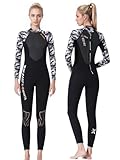 Owntop Neoprenanzug für Damen Herren - 3mm Neopren Tauchanzüge Wetsuit Langarm, Thermisch Verdickte Badebekleidung mit Reißverschluss Hinten UV 50+, Damen M