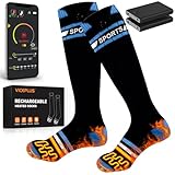 Beheizbare Socken Beheizte Socken,Heizsocken Skisocken 5v 6000 mAh Wiederaufladbare Warme Socken Fußwärmer mit APP-Steuerung Warme Winter Socken Männer Frauen