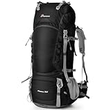 MOUNTAINTOP Trekkingrucksack 80L Wanderrucksack Herren Damen Reiserucksack Großer Rucksack mit Regenschutz für Outdoor Reisen Camping Trekking (Schwarz)