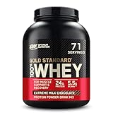 Optimum Nutrition ON Gold Standard Whey Protein Pulver, Eiweißpulver zum Muskelaufbau, natürlich enthaltene BCAA und Glutamin, Extreme Milk Chocolate, 71 Portionen, 2.27kg, Verpackung kann Variieren