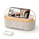 COLSUR Radiowecker Digital mit Wireless Charger, Bluetooth Lautsprecher mit USB-Ladegerät, Smart Wecker Schlummerfunktion Induktive Ladestation, Nachtlampe, Dimmbares LED-Display und Batterie-Backup