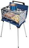 Campingaz Camping Grill Pueblo IV 200 SGR, Gasgrill Camping mit abnehmbaren Füßen, tragbarer Grill und 3-fach Kocher in einem Koffergrill, inkl. Drehspieß, 5.200 Watt, 72,5 x 54 x 108 cm