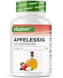 Apfelessig - 365 Tabletten - Hochdosiert mit 1000 mg pro Tagesportion - Mit 10% Apfelessigsäure - 6 Monate Vorrat - Apple cider vinegar - Ohne unerwünschte Zusätze - Vegan