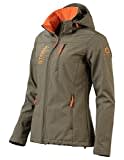 Storm Explorer Softshelljacke für Damen - Atmungsaktiv & Wasserdicht - leichte Übergangsjacke für den Frühling & Sommer - Wetterfeste Outdoor Jacke - Regenjacke mit Kapuze - Olive Grün L