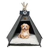 Vinnypet Tipi Zelt fur Katzen und Hunde Haustierzelte Häuser mit Plüschkissen Luxery Hundezelt Katzenzelt Abnehmbar und Waschbar Katzenhaus Haustierhäuser 60x60x70cm