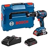 Bosch Professional 18V System Akku Schlagbohrschrauber GSB 18V-55 (max. Drehmoment 55 Nm, inkl. 2x Akku ProCORE18V 4.0Ah, Schnellladegerät GAL 18V-40 Professional, L-BOXX-Einlage, L-BOXX)