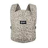 ROOKIE Babytrage Premium - Design Bauchtrage bequem und ergonomisch - Für Neugeborene ab Geburt bis 15kg - Baby Trage aus Bio Baumwolle (Leopard Beige)