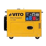 VITO Pro Power Diesel Stromerzeuger 8kVA 100% Schieflasttauglich E-Start | 12PS | 6400W | 2x 230V, 1x 400V, 1x 12v | 16L Tank | AVR System | Notstromaggregat Heizöl HEL - ATS (6.4kW D400V) - VIGD8ST