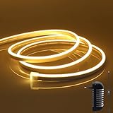 LED Strip Warmweiss, 3M 12V Dimmbar Neon LED Streifen, 3000K LED Lichtband, IP65 Wasserdicht Silikon DIY Flexibel Lichtleiste mit Netzteil und Controller für Innen Aussenbereich Heim Küche Deko