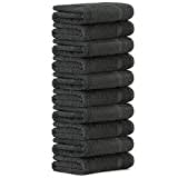 Luckytowel 10er Set Handtücher 50x100 cm 100% Baumwolle, 600g/m² Oeko-Tex Handtuch-Set 10er Pack Anthrazit