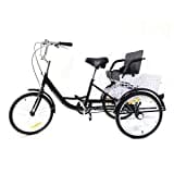 20 Zoll Single Speed Dreirad für Erwachsene mit kindersitz, 3 Räder Fahrrad Mit Einkaufskorb, Anti-Rutsch-Pedal, Doppelbremse, Reflektorstreifen, Geschenk