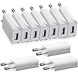 10Pack 5W USB Ladegerät Stecker, 5V/1A Slim USB Ladestecker Netzteil für iPhone, Samsung Handy,MP3, eBook Reader，USB Ventilateur, Smartwatch und Mehr (Weiß-10Pack)