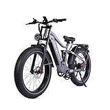 RZOGUWEX Elektrofahrrad, 26-Zoll-Offroad-EBIKE für Erwachsene mit abnehmbarem 48-V-25-Ah-Lithium-Ionen-Akku, 7 Gängen mit Doppelstoßdämpfern und doppelter hydraulischer Scheibenbremse (schwarz)