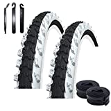 Angebot-Set / 2 x Kenda K-829 MTB 24" Fahrradreifen Fahrradmantel Schwarz/Weiß 50-507 (24x1.95) + 2 passende Schläuche AV inkl. 3 Reifenheber