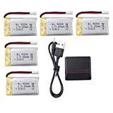 5PCS 3.7V 800mAh Lipobatterie mit 5 in 1 Ladegerät für MJX X708W X709 U45 U45W U42 U42W E32HW SYMA X5C X5SC X5SW H5C V931 S5C SS40 FQ36 T32 T5W H42 Quadricopter RC Drohne Lipo-Batterie