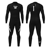 Owntop Herren Neoprenanzug 3/2mm - Vorderer Reißverschluss Voll Tauchanzüge, Stretch Pro Neopren-Nassanzug Thermische Volle Länge Tauchhaut zum Surfen Schnorcheln, Herren Schwarz 3XL