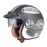 Jethelm mit Visier by BS Way: Hochwertiger Motorradhelm, ECE-Zertifiziert für Herren und Damen - Ideal für Roller, Moped, Mofa und Scooter - Retro Helm Design, Halbschalenhelm Vintage