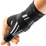 FREETOO Ergonomische Daumenbandage Rechts und Links, Atmungsaktive und Weiche Daumenschiene, Daumenorthese bei Arthrose, Sehnenscheidenentzündung, Schnappdaumen, Damen und Herren, S/M, Schwarz/Weiß