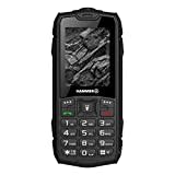 HAMMER H Rock Handy ohne Vertrag, 2.4 Zoll Farbdisplay, Robust, Mega Batterie 1800 mAh, (IP68), Stoßfest, Baustellen Tasten, Taschenlampe, Dual SIM, Tastenhandy – Schwartz