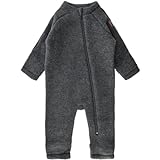 Mikk-line WALKOVERALL 56 Anthracite Melange | Wollwalk Overall Baby | Baby Schlafanzug Aus Wolle Für Baby Und Kleinkind | 95% Wolle - 100% mulesingfrei Merinowolle | Schlafanzug Baby Ohne Füße