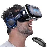 VR-Headset, Virtual-Reality-Headset mit Controller und Kopfhörern für Kinder, Erwachsene, 3D-Videospiel, Film, Universal-VR-Set, Brille, Goggle Casque Bundle für iOS Android Smartphones