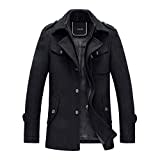 YOUTHUP Herren Wintermantel mit Stehkragen und Hochwertige Materialqualität Lange Jacke XL Schwarz