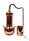 Copper Garden Kupfer Destille Essence Plus 2 Liter I Kleindestille mit Aromakorb zur Kolonnenbrennerei I Legales Destilliergerät für ätherische Öle/Hydrolate/Düfte/destilliertes Wasser etc.