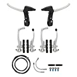 P4B | Komplettes V-Brake Bremsen Set in Silber - für vorne und hinten | Bremsarme 110 mm mit linearer Feder | Geeignet für 16-28 Zoll | Bremsanlage für MTB, Trekking, Citybike