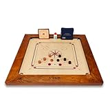 Uber Games Bulldog Carrom Board Set - 94.0 cm x 94.0 cm Offizielle Größe Spielbrett inkl. Zubehör in der Tasche - Hartholzkanten für besseren Rückprall - Hergestellt in Indien