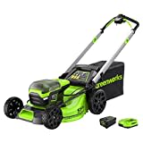 Greenworks Pro 60V 51cm Brushless Nascower Kabellos Schnitthöhe 25-85mm Klappgriff Vertikale Lagerung mit 60 Liter Beutel (mit Akku und 4Ah Ladegerät)