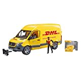 bruder 02671 - MB Sprinter DHL mit Fahrer inkl. Gitterbox mit Versandpaketen - 1:16 Versand & Logistik Fahrzeug Transporter Paket-Dienst Lieferwagen